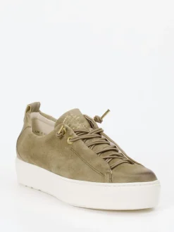 Paul Green – Sneaker aus Veloursleder olivbeige