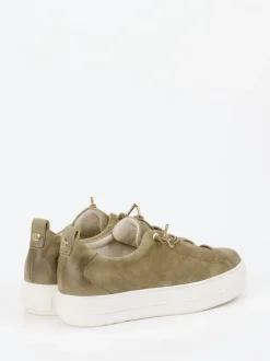 Paul Green – Sneaker aus Veloursleder olivbeige