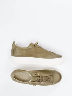 Paul Green – Sneaker aus Veloursleder olivbeige