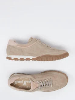 Paul Green – Sneaker aus Veloursleder in Beigebraun