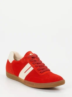 Paul Green – Sneaker aus Veloursleder Tomatenrot
