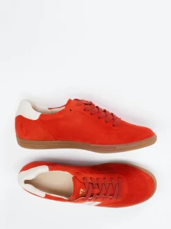 Paul Green – Sneaker aus Veloursleder Tomatenrot
