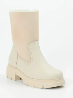 Paul Green – Stiefelette aus Velours- und Glattleder beige