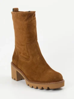Paul Green – Stiefelette aus Veloursleder cognacbraun