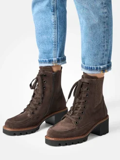 Paul Green – Stiefelette aus Veloursleder schokobraun