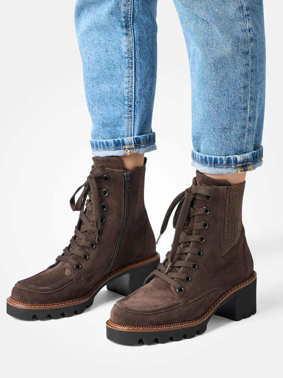 Paul Green – Stiefelette aus Veloursleder schokobraun