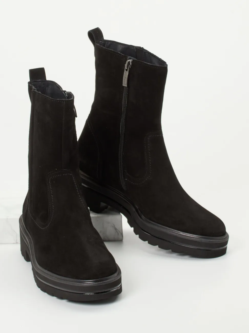 Paul Green – Stiefeletten aus Veloursleder schwarz