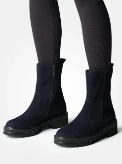 Paul Green – Stiefeletten aus Veloursleder Dunkelblau