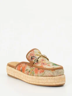 Pedro Miralles – Plateau-Mules aus Textil mit Jute-Detail