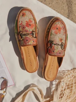 Pedro Miralles – Plateau-Mules aus Textil mit Jute-Detail