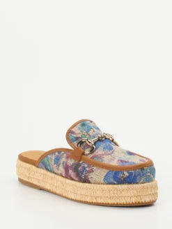 Pedro Miralles – Plateau-Mules aus Textil mit Bastsohle