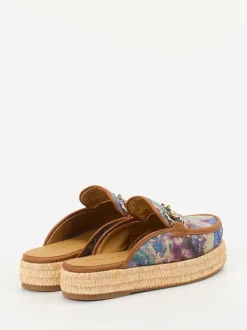 Pedro Miralles – Plateau-Mules aus Textil mit Bastsohle