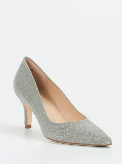 Peter Kaiser – Pumps aus Metallic-Textil Silber