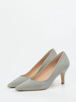 Peter Kaiser – Pumps aus Metallic-Textil Silber
