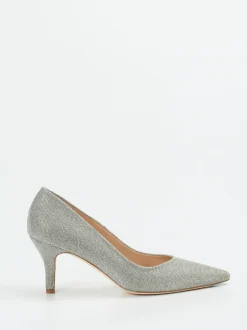 Peter Kaiser – Pumps aus Metallic-Textil Silber