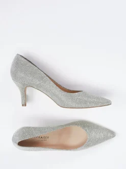 Peter Kaiser – Pumps aus Metallic-Textil Silber