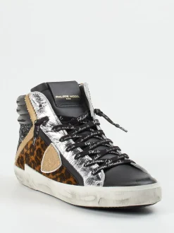 Philippe Model – High-Top Sneaker aus Leder mit Glitzer