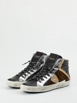 Philippe Model – High-Top Sneaker aus Leder mit Glitzer