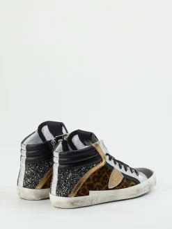 Philippe Model – High-Top Sneaker aus Leder mit Glitzer