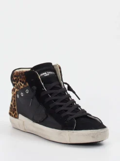 Philippe Model – High-Top Sneaker aus Veloursleder Schwarz