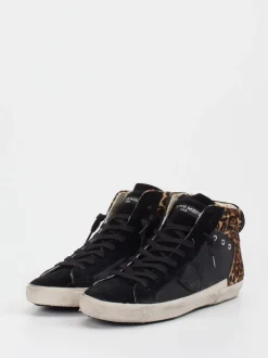 Philippe Model – High-Top Sneaker aus Veloursleder Schwarz