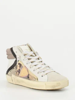 Philippe Model – High-Top Sneaker aus geprägtem Leder beige