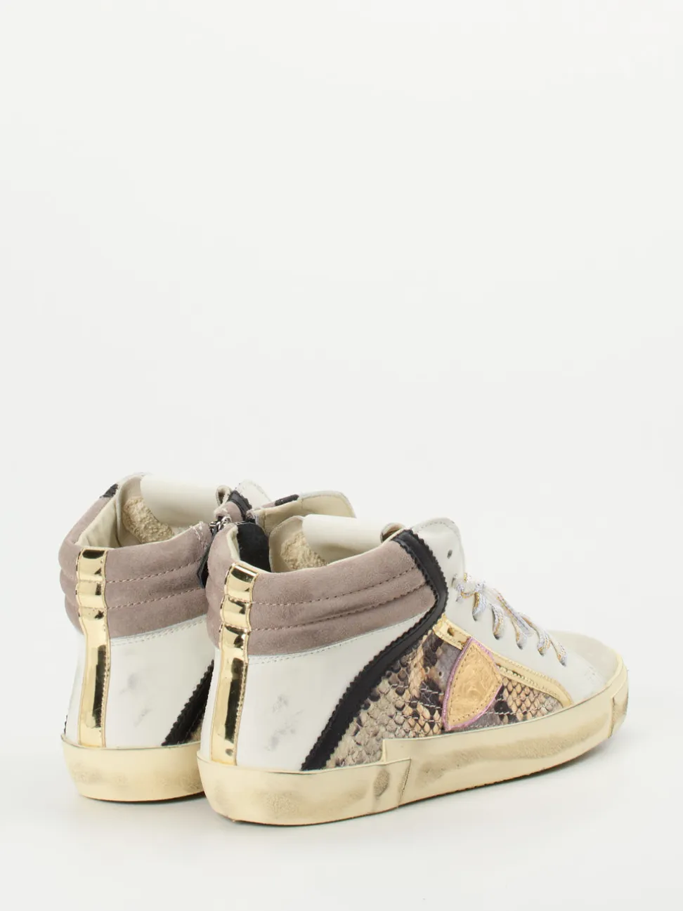 Philippe Model – High-Top Sneaker aus geprägtem Leder beige