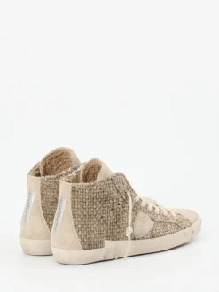 Philippe Model – High-Top Sneaker aus Velour/Textil Taupe