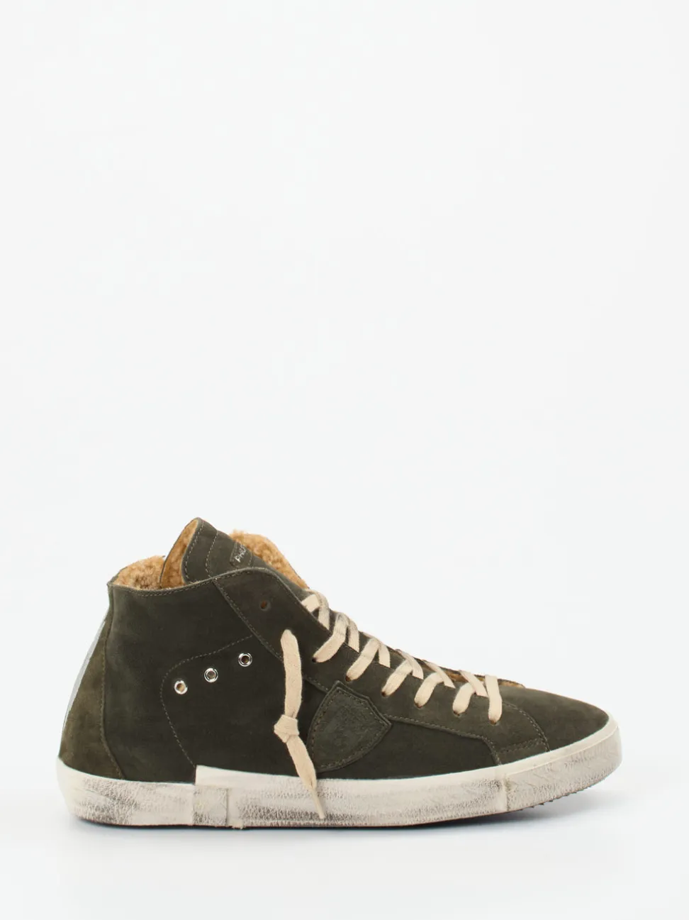 Philippe Model – High-Top Sneaker aus Veloursleder olivgrün
