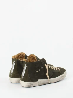 Philippe Model – High-Top Sneaker aus Veloursleder olivgrün