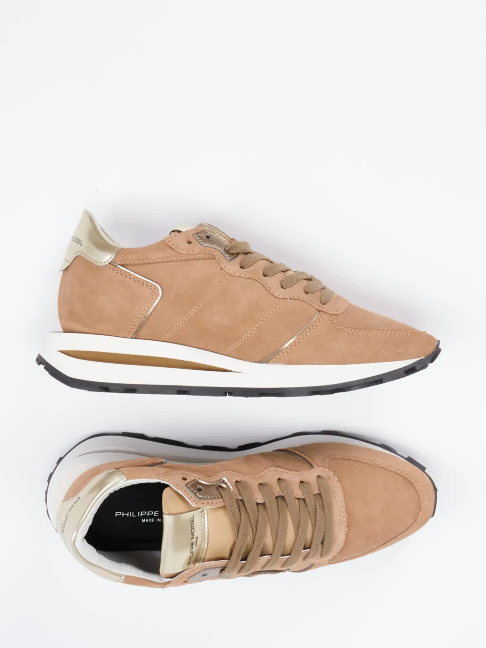 Philippe Model – Retro-Sneaker aus Veloursleder Karamell
