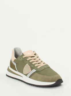 Philippe Model – Retro-Sneaker aus Veloursleder Olivgrün