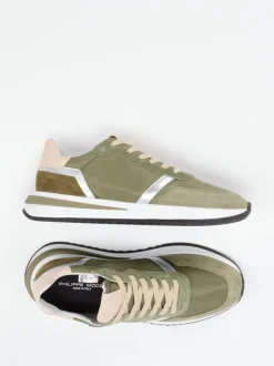 Philippe Model – Retro-Sneaker aus Veloursleder Olivgrün