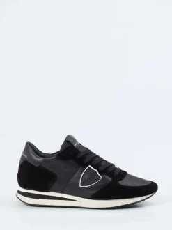 Philippe Model – Retro-Sneaker aus Veloursleder schwarz