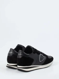 Philippe Model – Retro-Sneaker aus Veloursleder schwarz