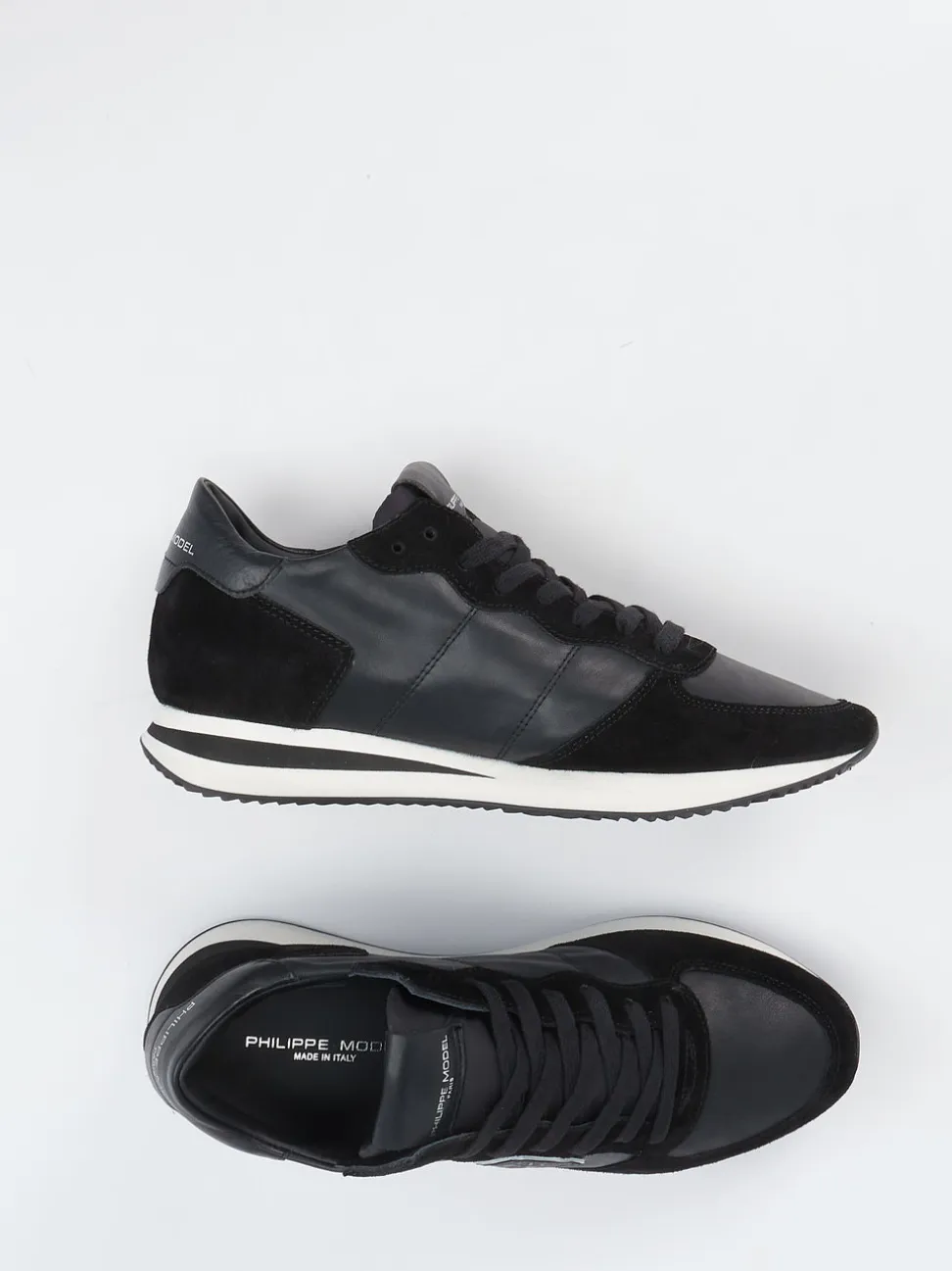 Philippe Model – Retro-Sneaker aus Veloursleder schwarz