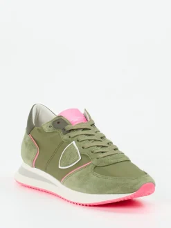 Philippe Model – Retro-Sneaker aus Veloursleder olivgrün