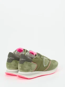 Philippe Model – Retro-Sneaker aus Veloursleder olivgrün