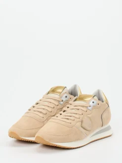 Philippe Model – Sneaker aus Veloursleder Beige Gold
