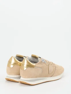 Philippe Model – Sneaker aus Veloursleder Beige Gold