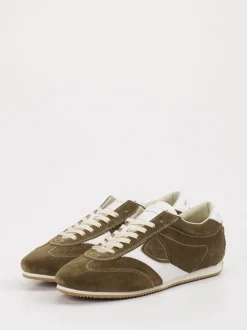 Philippe Model – Sneaker aus Veloursleder Olivbraun