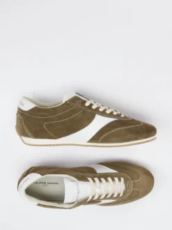 Philippe Model – Sneaker aus Veloursleder Olivbraun