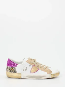 Philippe Model – Sneaker aus Kalbleder mit Glitzer-Ferse