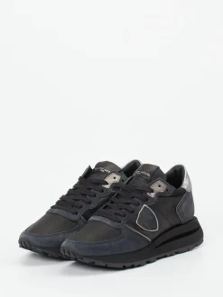 Philippe Model – Sneaker aus Veloursleder und Leder schwarz