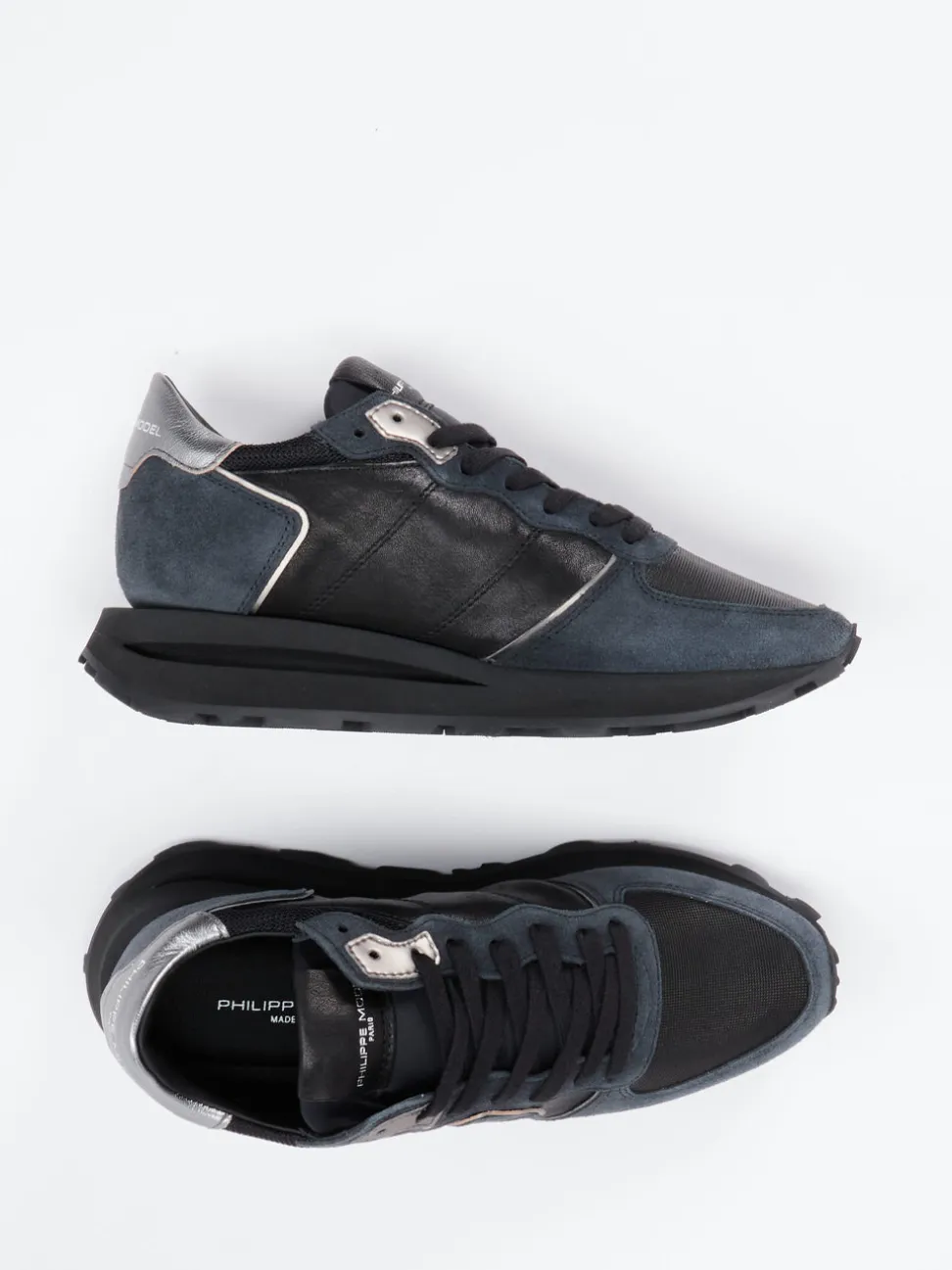 Philippe Model – Sneaker aus Veloursleder und Leder schwarz
