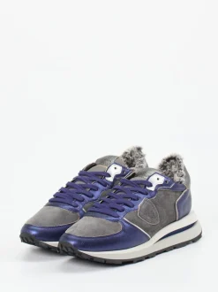 Philippe Model – Sneaker aus Veloursleder Metallicblau