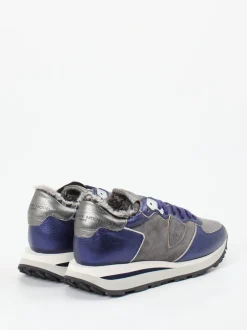 Philippe Model – Sneaker aus Veloursleder Metallicblau