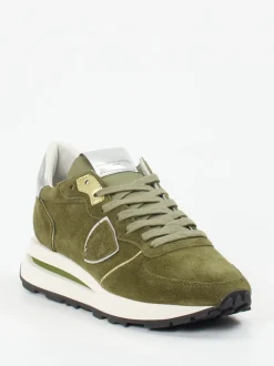 Philippe Model – Sneaker aus Veloursleder olivgrün