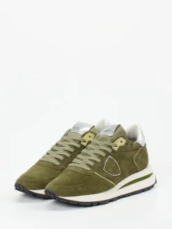 Philippe Model – Sneaker aus Veloursleder olivgrün