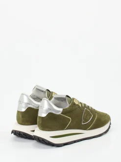 Philippe Model – Sneaker aus Veloursleder olivgrün